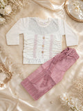 Readymade Winter Stuff Girls 2 Piece China Lycra Dress – Ruched Long Shirt with Chiffon Palazzo Pants | Stylish Casual Outfit for Girls